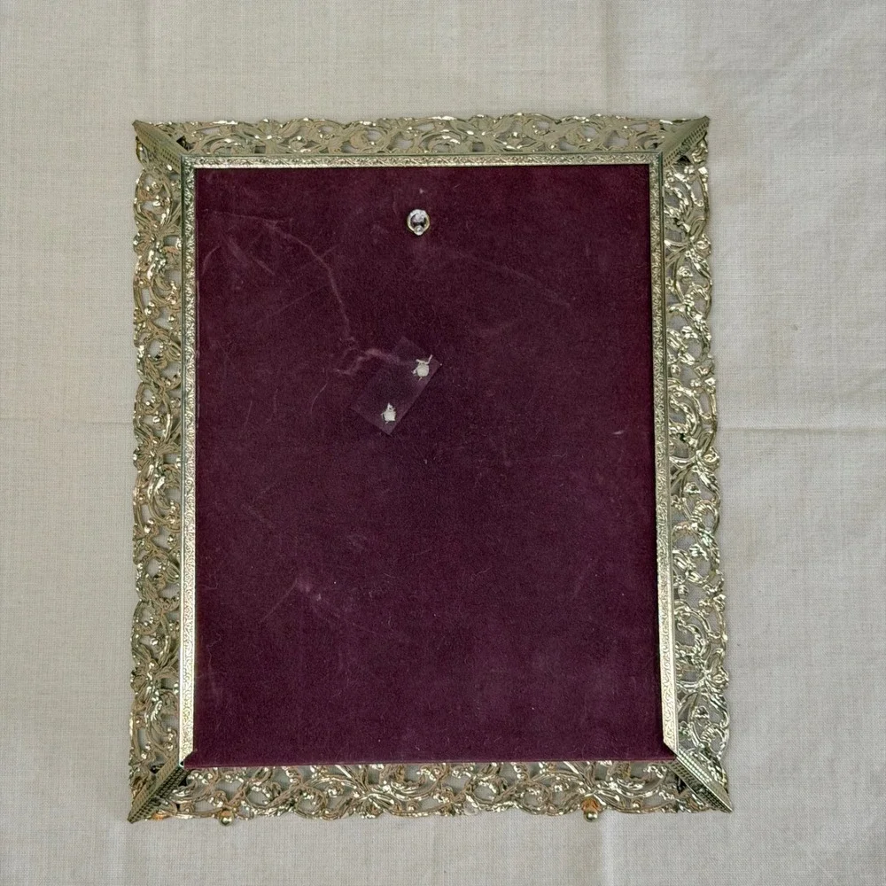 Vintage Metalcraft Silver Filigree Wall Picture Frame 8x10 Ornate Hanging Frame